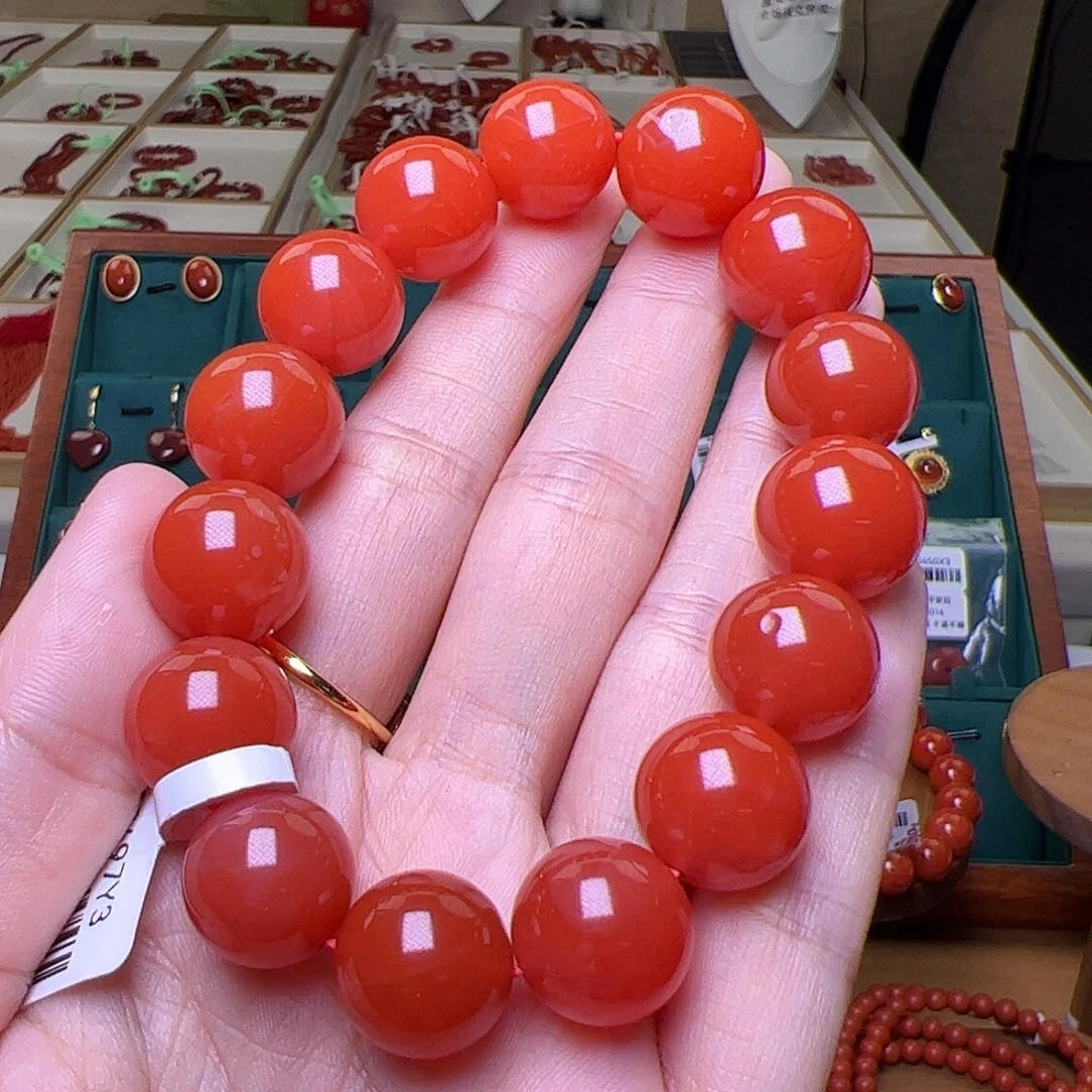 南红玛瑙未镶嵌C保山冷水河正红色13mm+特级