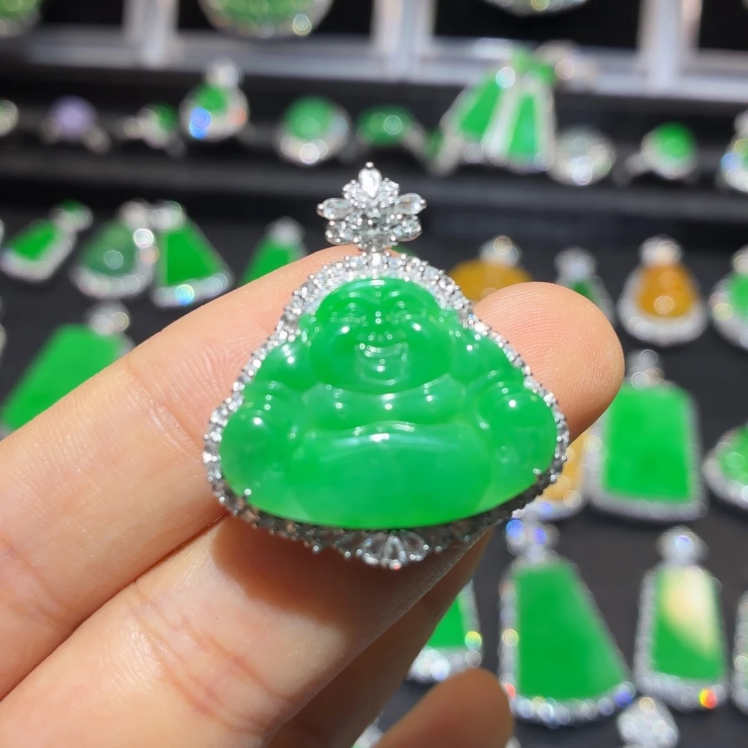 翡翠18K金镶嵌吊坠(不含链)翡翠