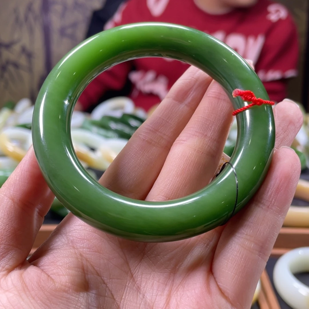 和田玉未镶嵌手镯54圆条