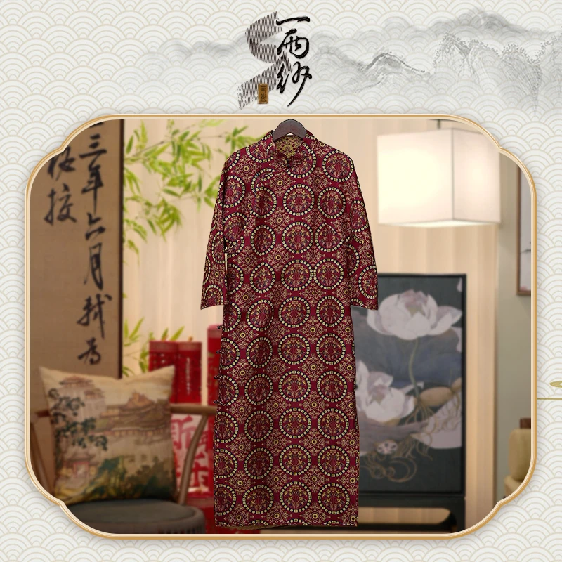 【四大天王●蜀锦旗袍】238828桑蚕丝蜀锦连衣裙长袍新中式45