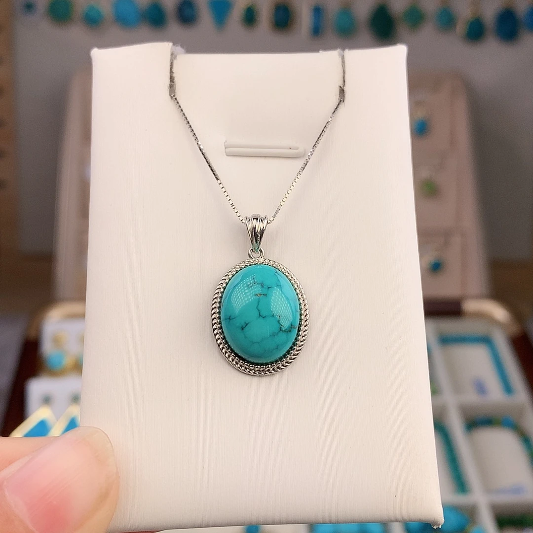 绿松石银S925镶嵌颈饰