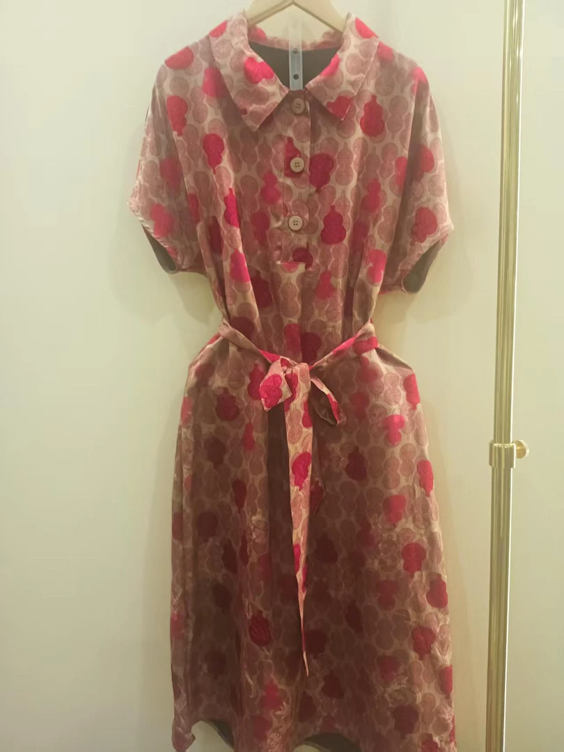 优雅高腰显瘦时尚长裙木薯真丝气质女装裙T1468