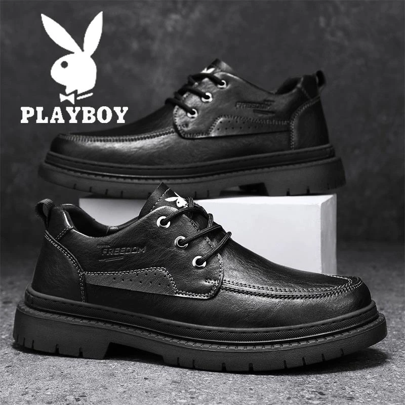 花花公子皮鞋男款鞋子德比鞋英伦风商务休闲低帮工装软底防磨男鞋