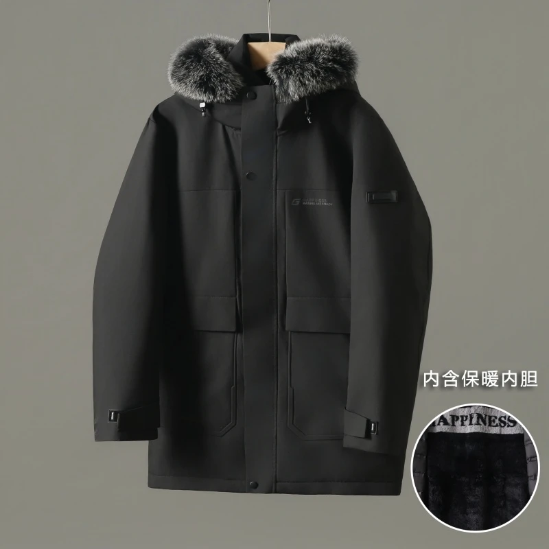 HY966剪标90白鸭绒可拆卸狐狸毛领獭兔毛羽绒马甲内胆羽绒服