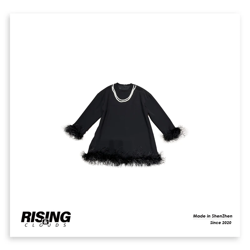 现【小云姐】深圳南油设计师气质毛毛时尚连衣裙110070