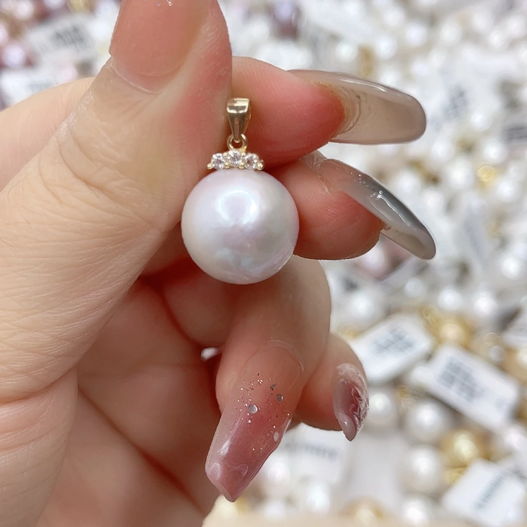 淡水珍珠银S925镶嵌吊坠(不含链)