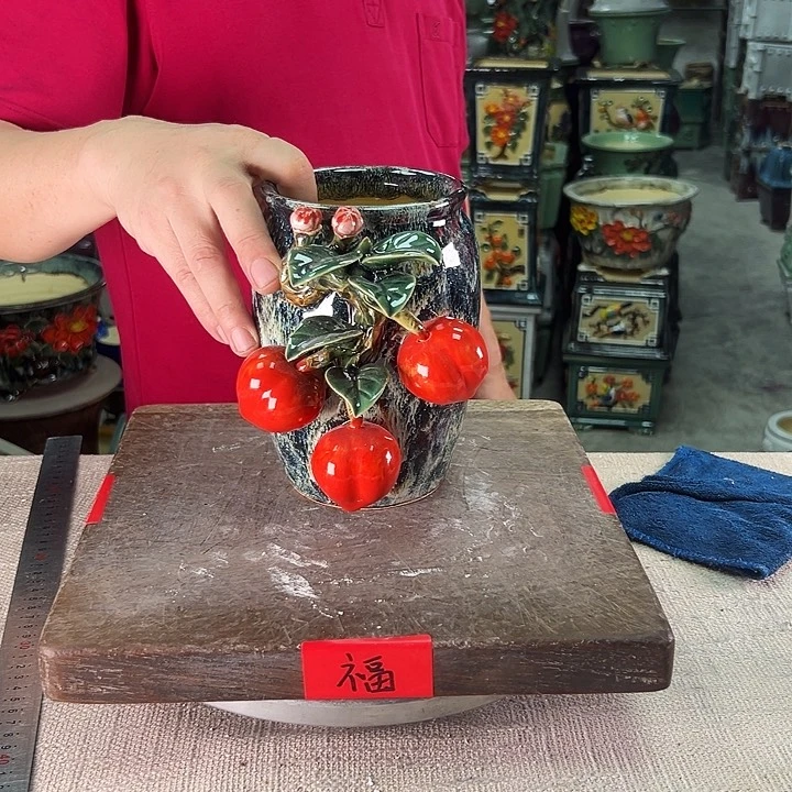 泳坤堂石湾盆花***谢陶瓷