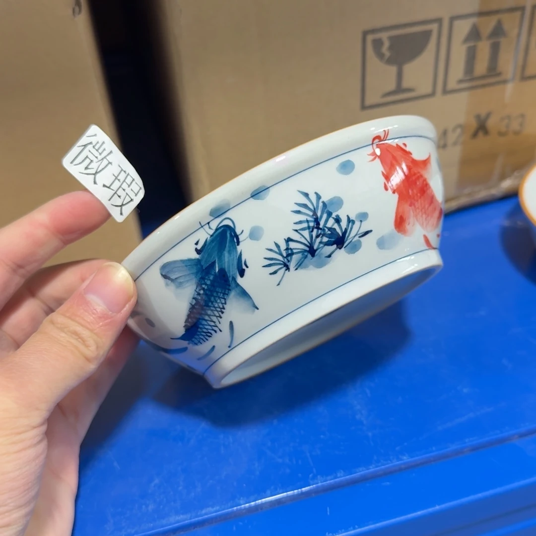 釉下手绘茶具微瑕