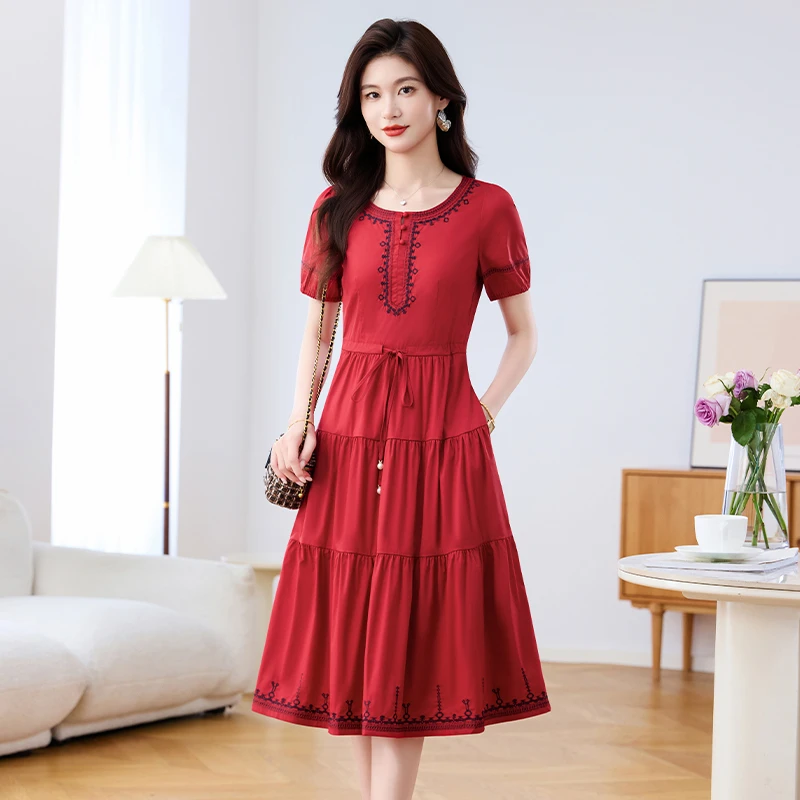 【现货明天发】优雅新款气质时尚大气减龄收腰夏季显瘦连衣裙26208