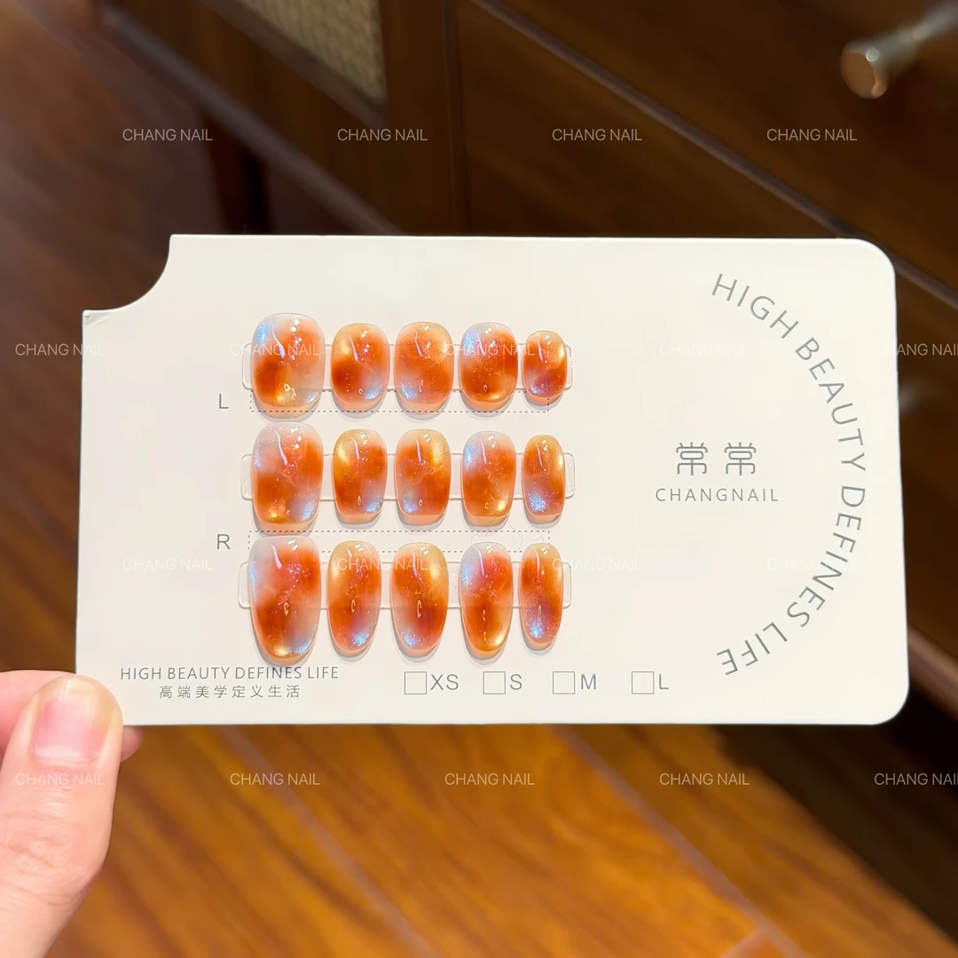 琥珀琉璃珠-Ambe beads-纯手工穿戴甲泼墨渲染琥珀色氛围 10片装