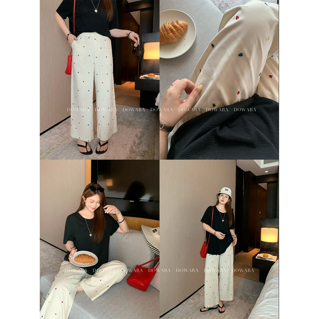 大婉酱微胖定制【冰彩心裤】波点亚麻设计感长裤夏高腰九分裤 9729D