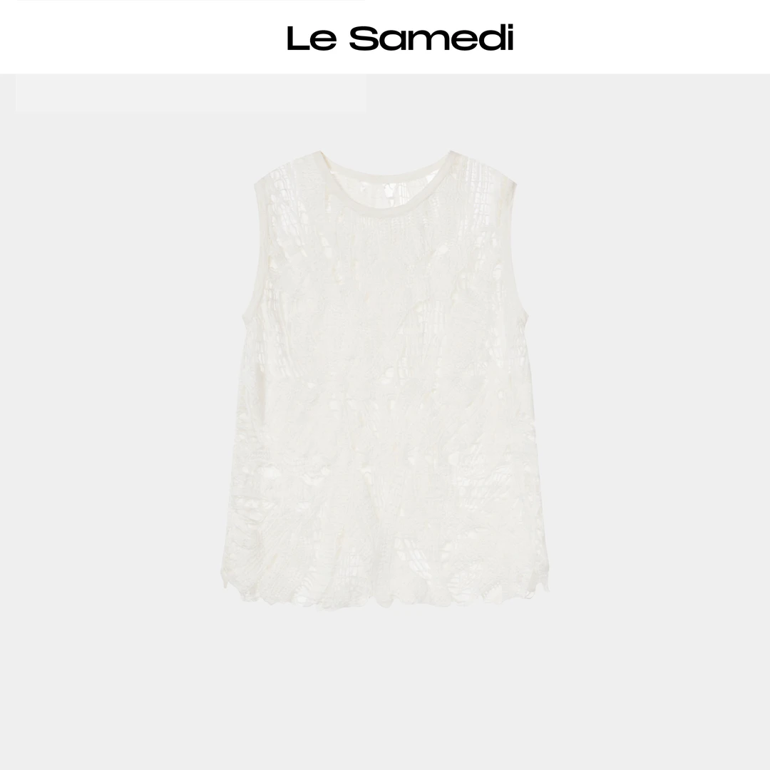 Le Samedi【月白絮语】 特种绣花 重工设计 无袖背心上衣