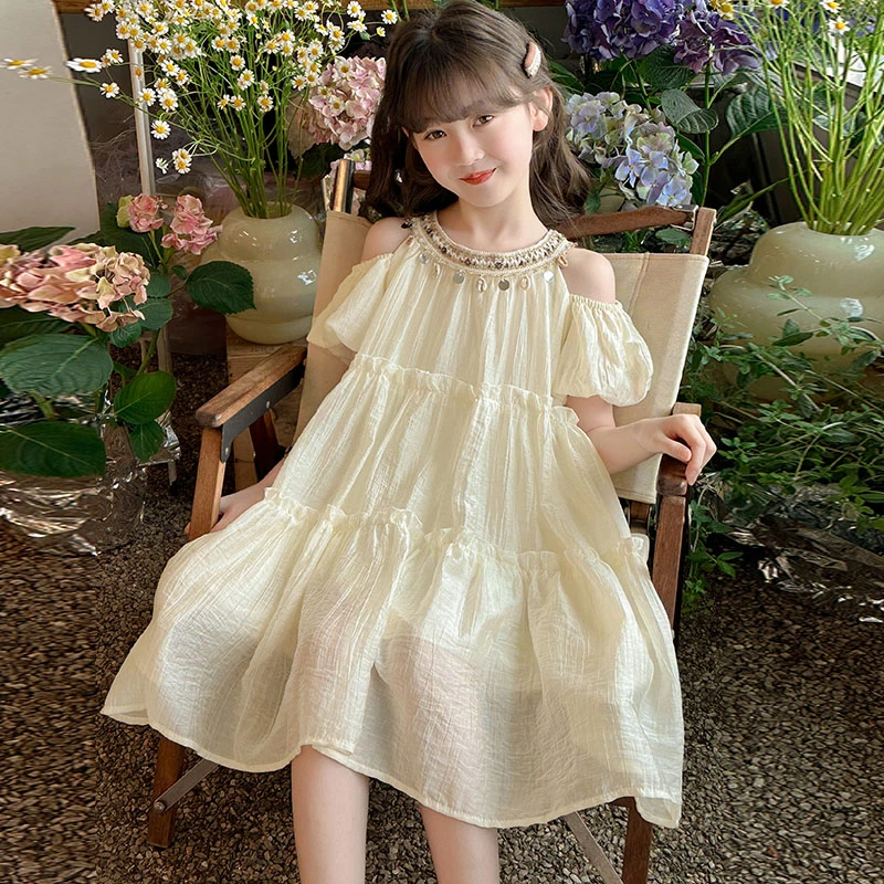 女童连衣裙夏季2025新款夏装女孩大童洋气雪纺公主裙夏天儿童裙子