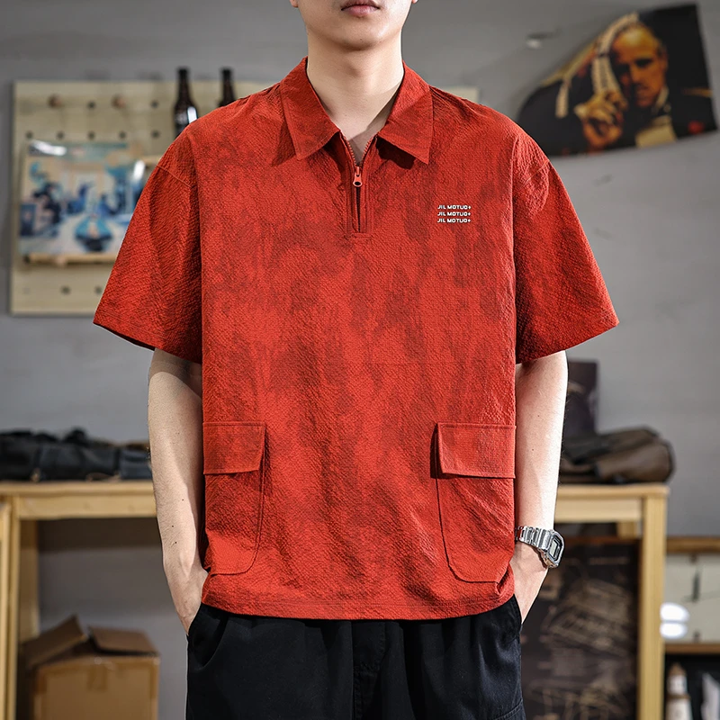 aoyu/遨宇夏季2025新款速干冰丝短袖polo衫男宽松大码衬衫薄款t恤