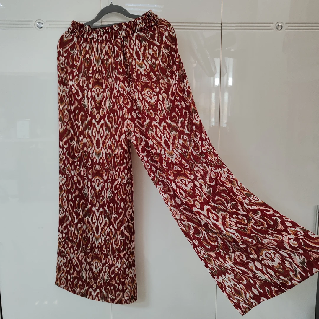 2025新款艾德莱斯风格高档雪纺维族长裤阔腿裤打底外穿