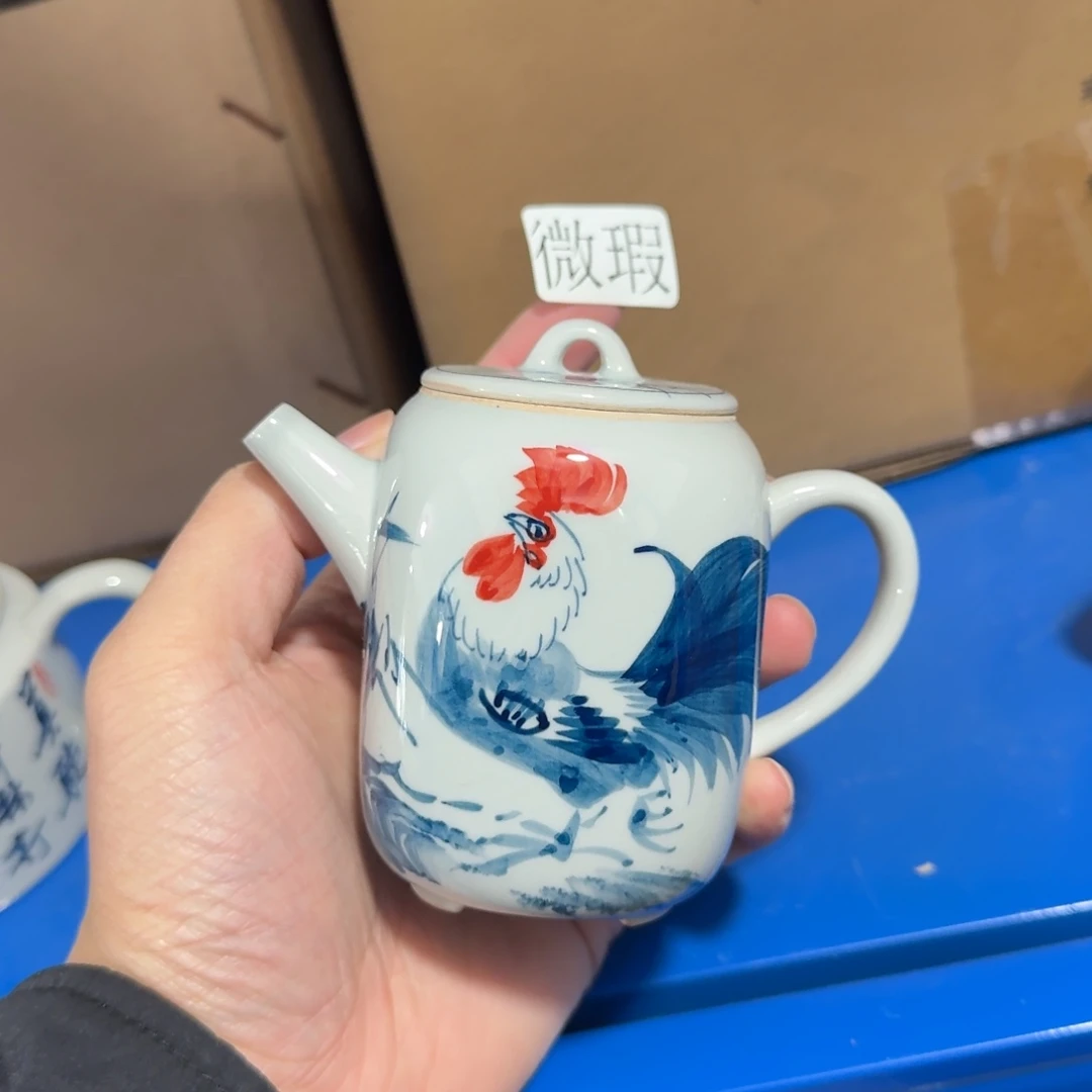 釉下手绘茶具微瑕