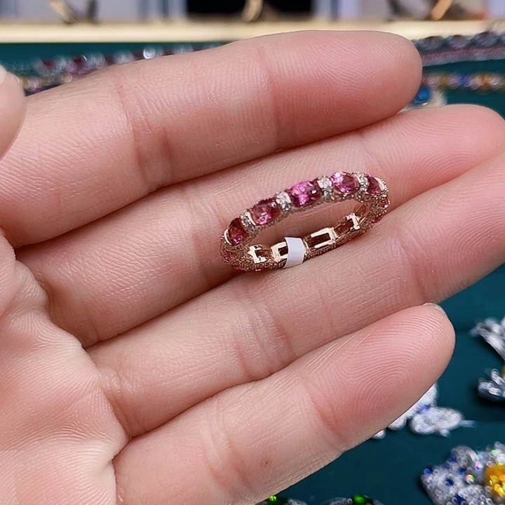 碧玺戒指银S925镶嵌成品