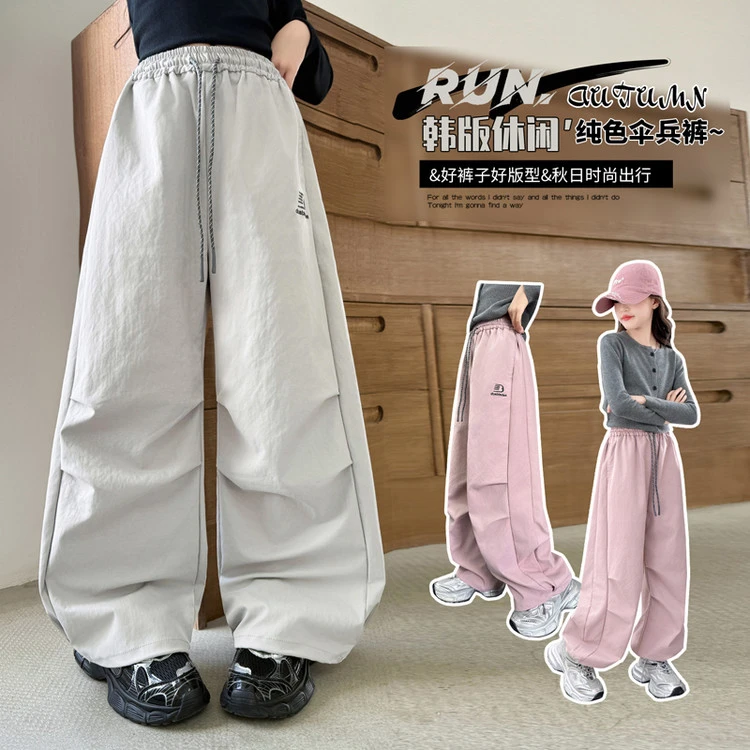 裤子休闲春秋纯色女童中大童