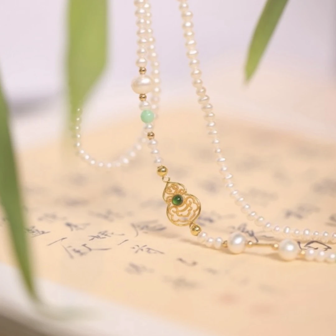 瑶清·18k金淡水珍珠葫芦项链SY新中式国风温婉珍珠葫芦设计百搭