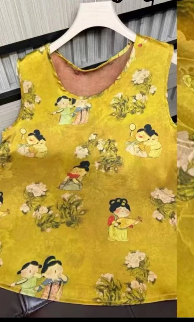 新款高品质简约事事如意时尚无袖洋气背心15231