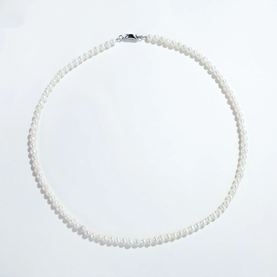 3.5-4.5mm A208 无核S925银淡水珍珠项链42cm
