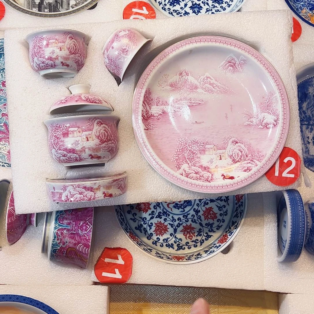 吹***风描金胭脂粉雪景五件套