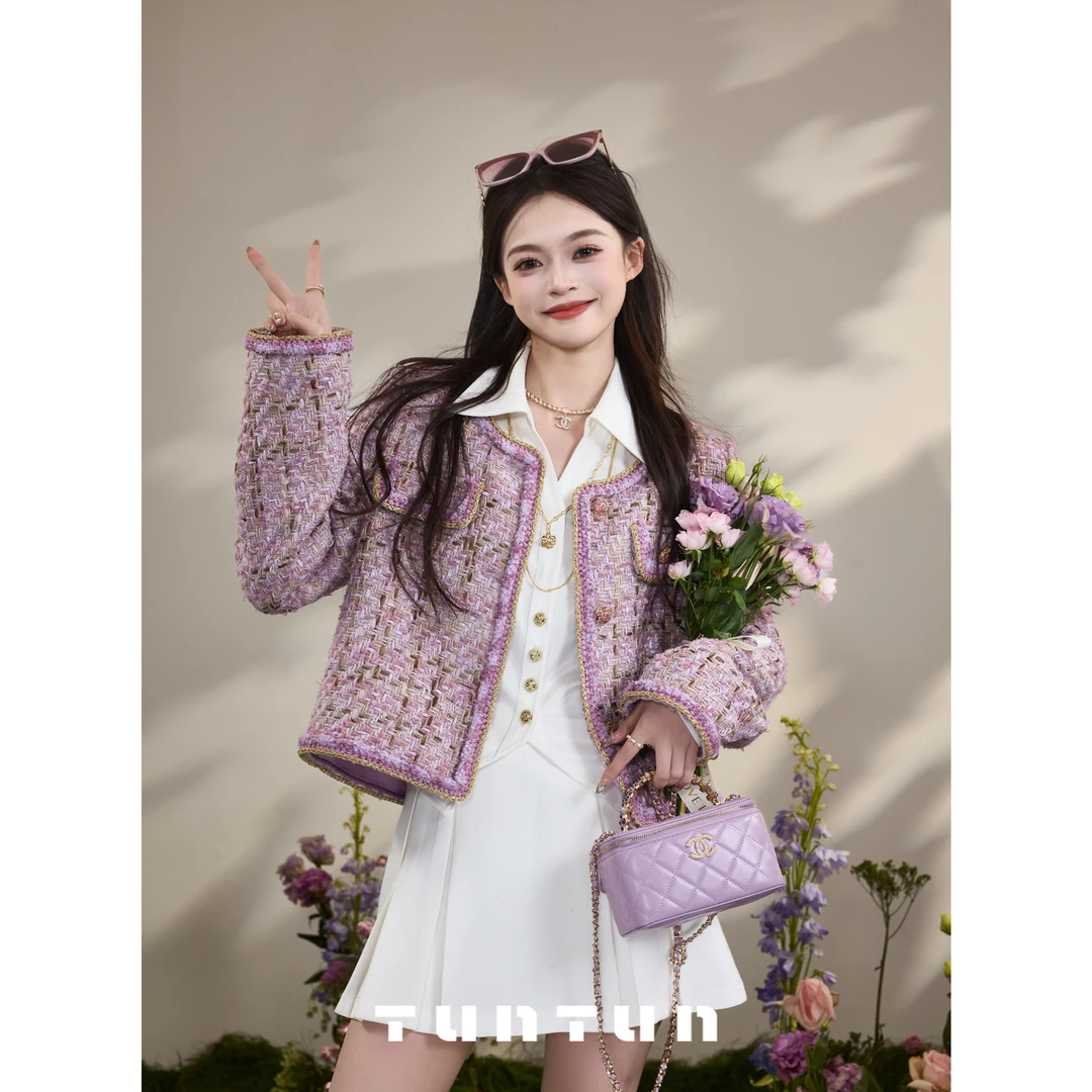 吞吞TUNT【印象派的春】如此娇美 幻彩紫金色小香外套