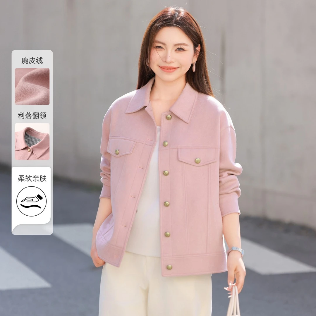 【空气层】MsShe大码女装新款秋季显瘦宽松落肩翻领外套Q2502029