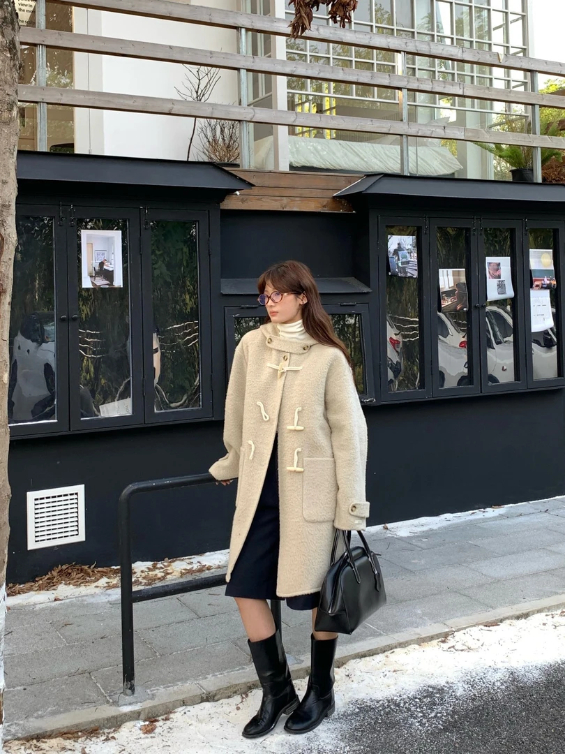 Room牛角扣连帽大衣NO退NO换