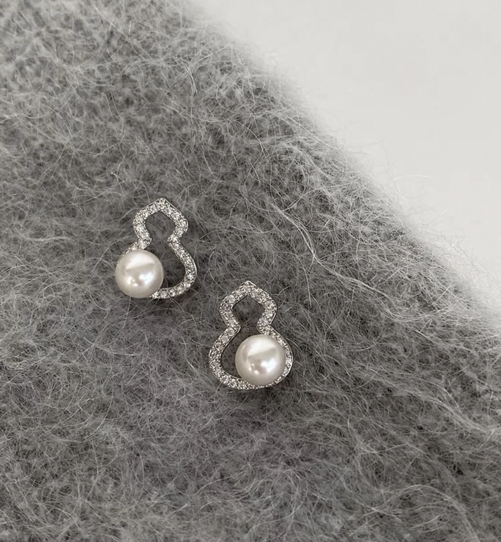 铜合金耳饰 天然仿珍珠耳饰耳环微镶锆石耳钉