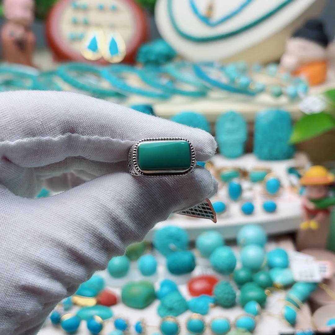 绿松石银S925镶嵌戒指