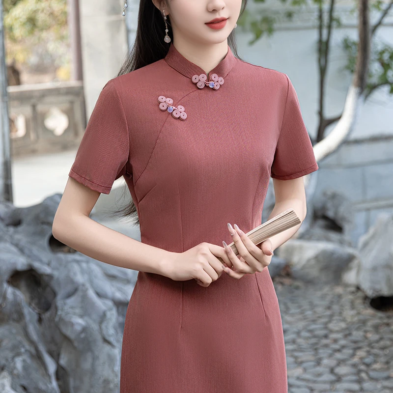 新中式旗袍2025夏季老上海复古素雅国风改良裙子日常可穿新款礼服
