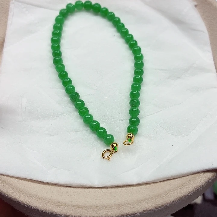 ****月翡翠18K金镶嵌手链天然缅甸翡翠A货卡4.5