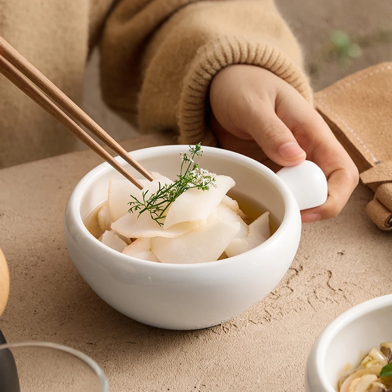 手把碗高温家用高颜值水果沙拉碗特色凉菜碗好看的甜品碗带把小碗
