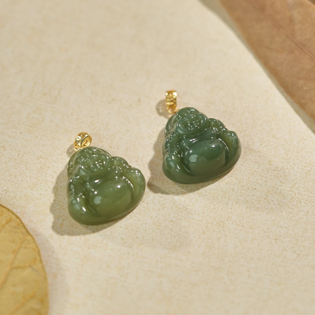 L【玉总珠宝】925银和田玉佛公吊坠贵气礼物女多样性发一CAN060571