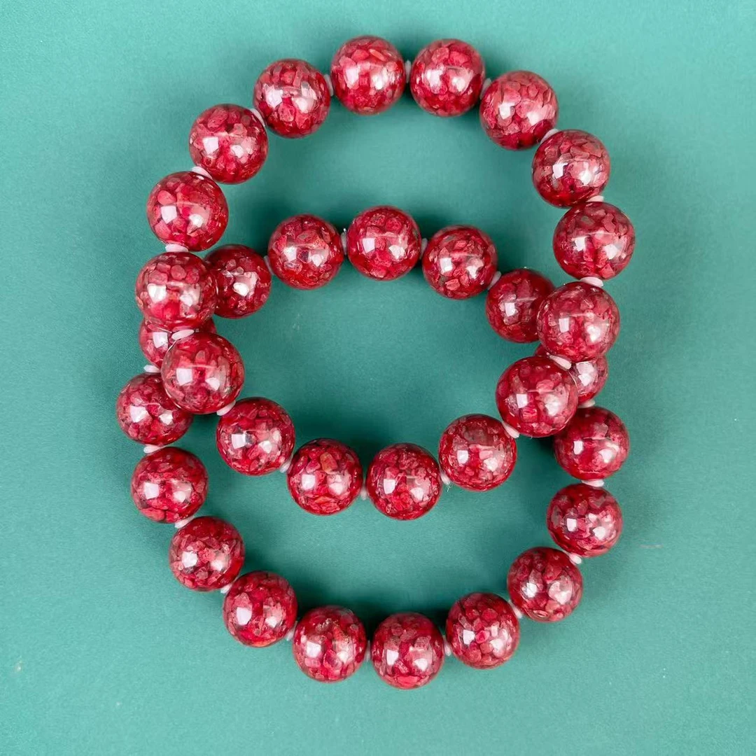 天然辰砂【荣姐自产自销】原矿石晶体朱砂手串12mm