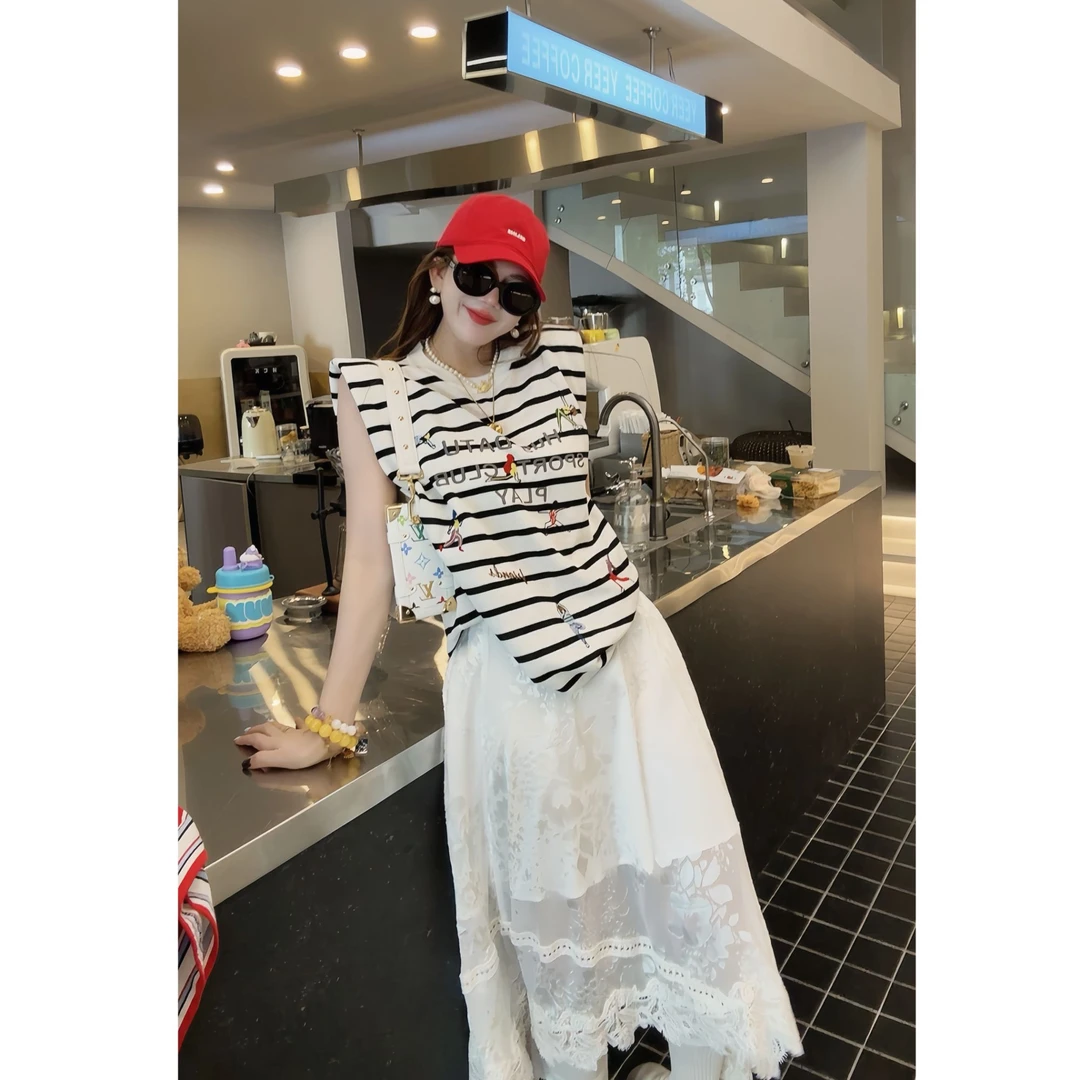 YEER·SHOP【松弛无袖条纹～】爷儿夏季时尚新款松弛感无袖条纹上衣