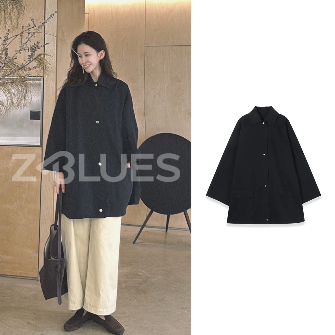 Z.blues【黑武士】柔软水洗棉 落肩中长款夹克外套YZNH3341