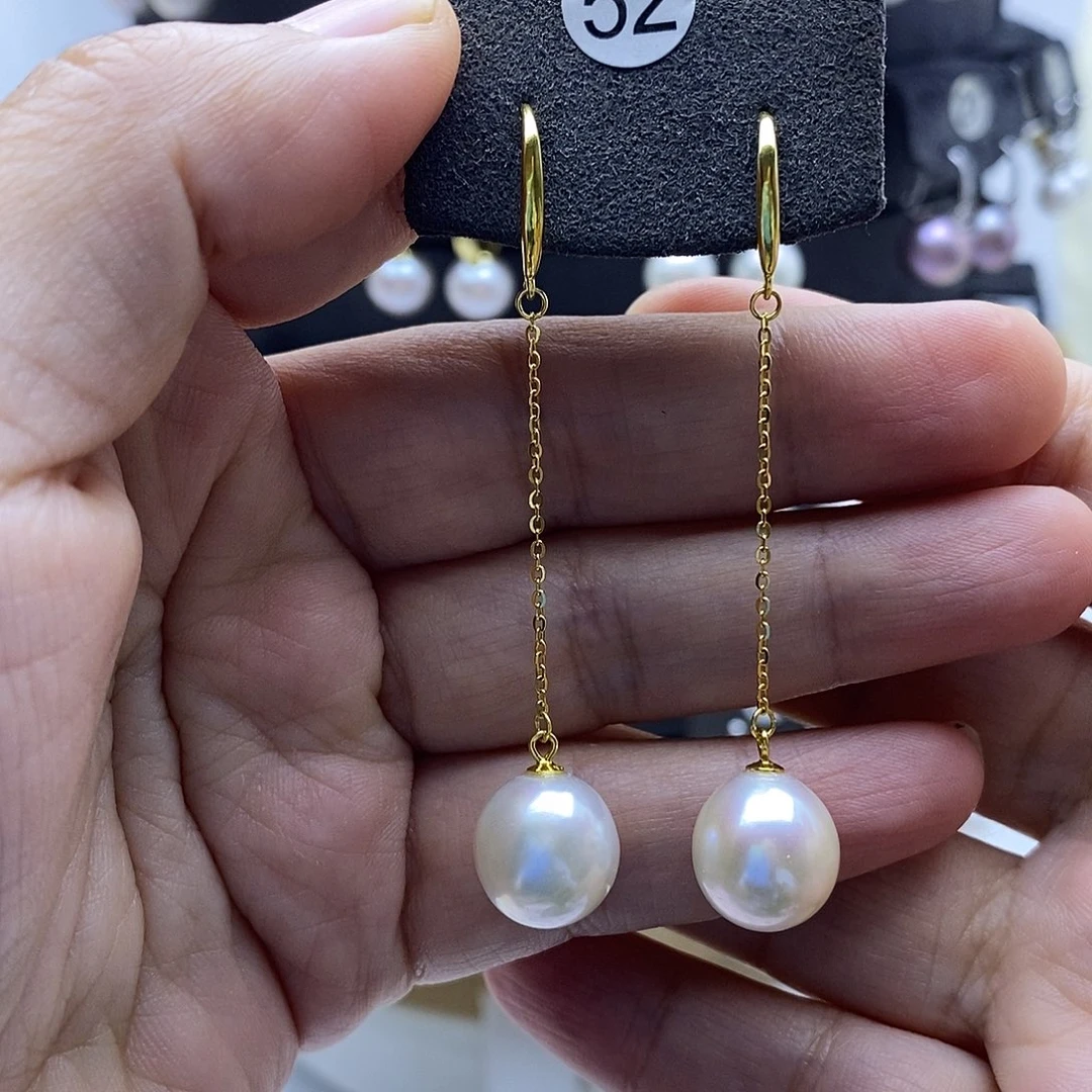 银S925镶嵌淡水珍珠耳饰