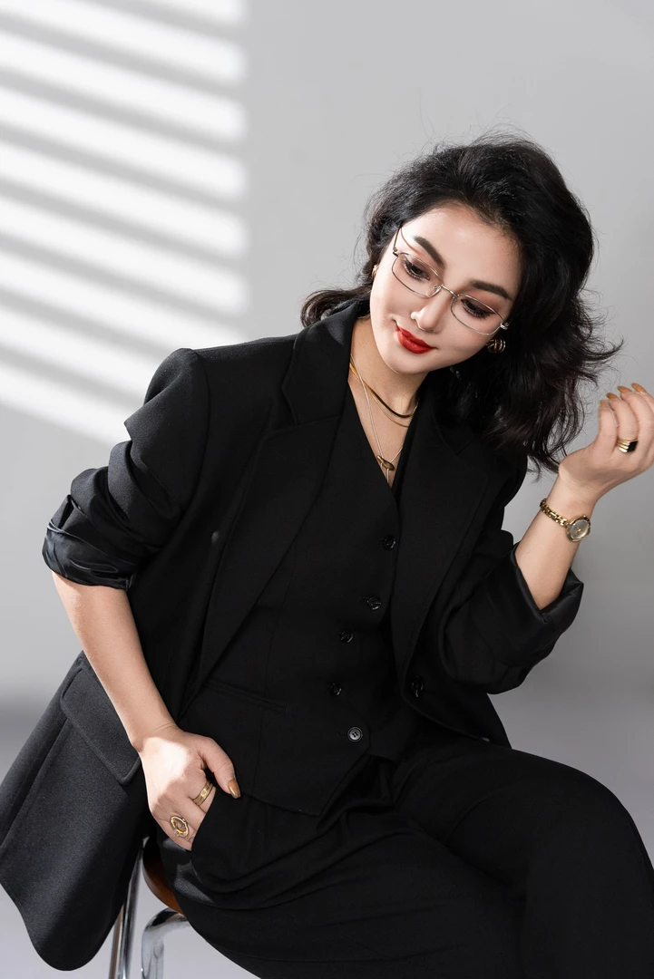 春秋新款黑色英伦风时尚松弛感轻职女士西装套装套高端气质西服