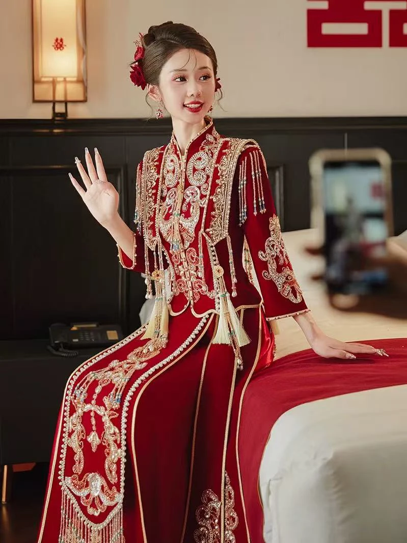 新娘秀禾服2025新款结婚中式礼服出嫁婚礼秀禾婚服大码显瘦敬酒服