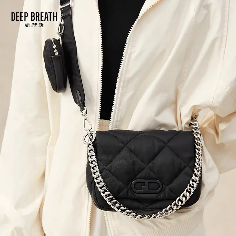 DEEP BREATH深呼吸 菱格布面腋下包斜挎手提包AB10197