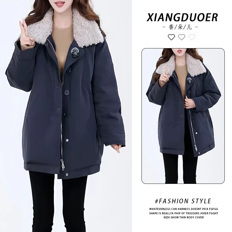 复古保暖实用风中长款棉服女2026冬季新款细节拉满韩系又时髦好穿