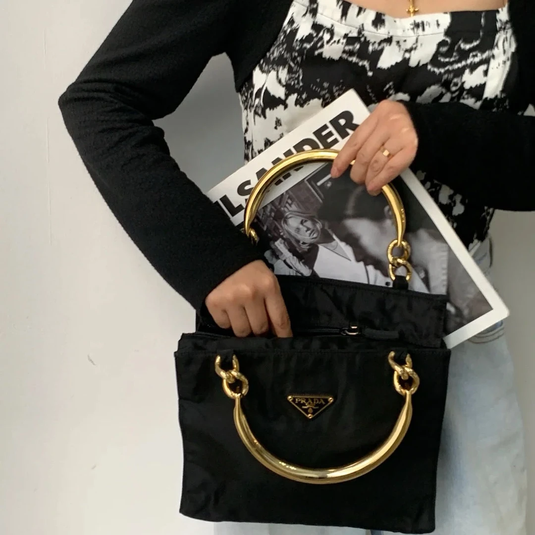 修复品618276/Prada/普拉达金柄托特包