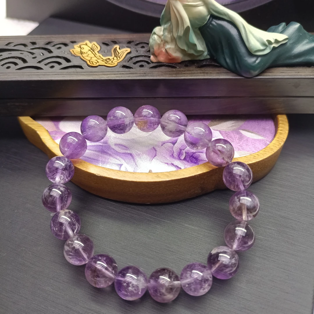 【R先生】天然水晶紫兔毛手链九紫离火男女款透体顺发