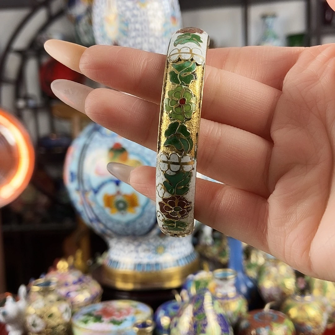 逍***子铜半金地白色开口镯