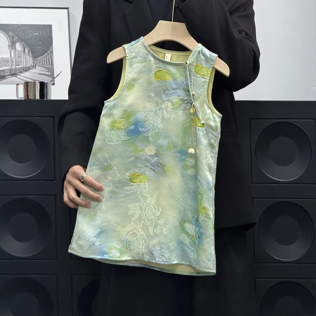 壹妈原创设计新款童装新中式渐变改良版旗袍气质中国风休闲连衣裙