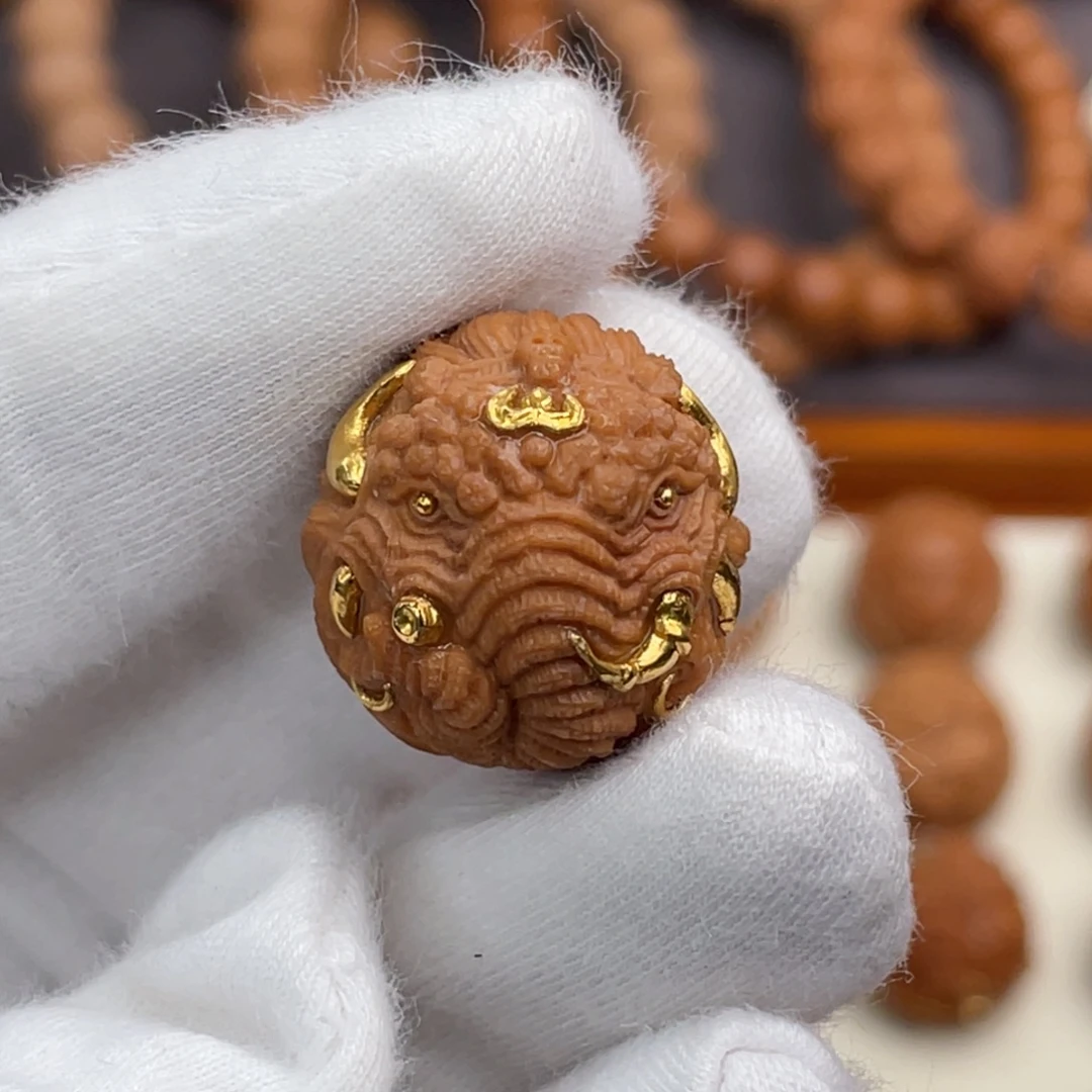 猴头核桃吊坠纯手工六牙象神