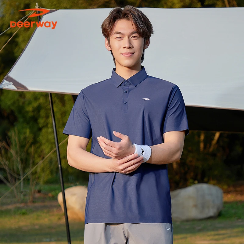 德尔惠夏季商务休闲运动健身POLO衫情侣冰丝透气弹力翻领短袖T恤