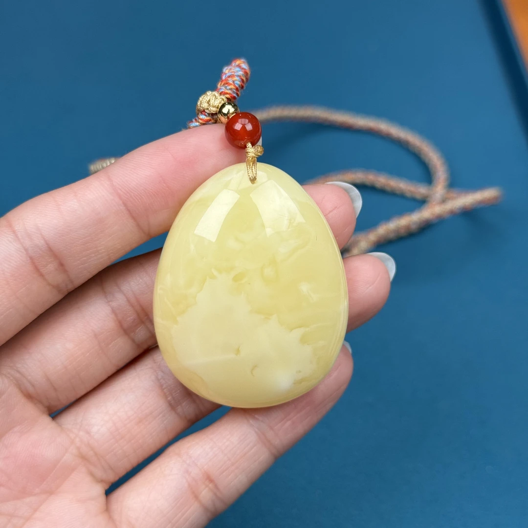 Y1858天然原矿蜜蜡水滴34x44x13mm 12.2克支持复检假一赔四
